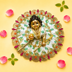 White & Green "Radhe Radhe" Printed Laddu Gopal Poshak with Heavy Gold & Stone Border