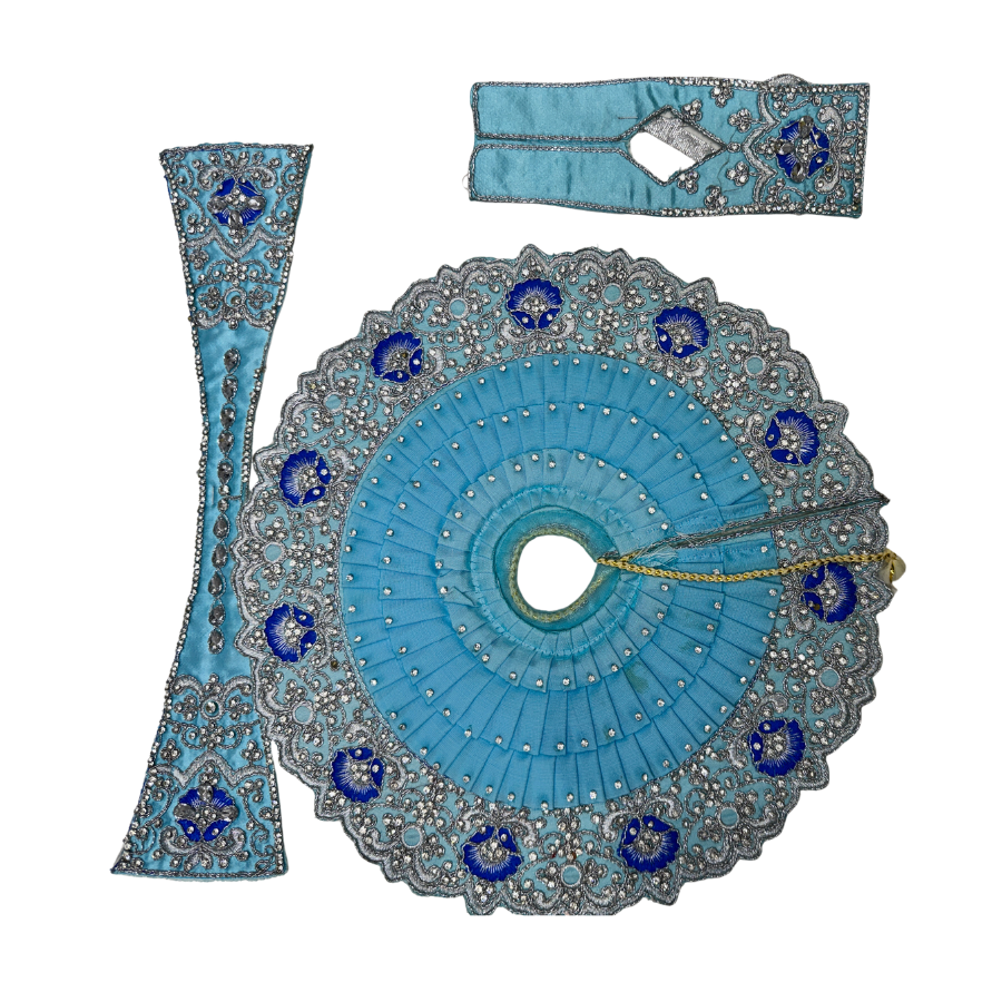 Baby Blue Crystal Embroidered Ladoo Gopal Poshak Set