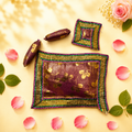 Elegant Magenta Brocade Laddu Gopal Bedding Set with Golden Lace