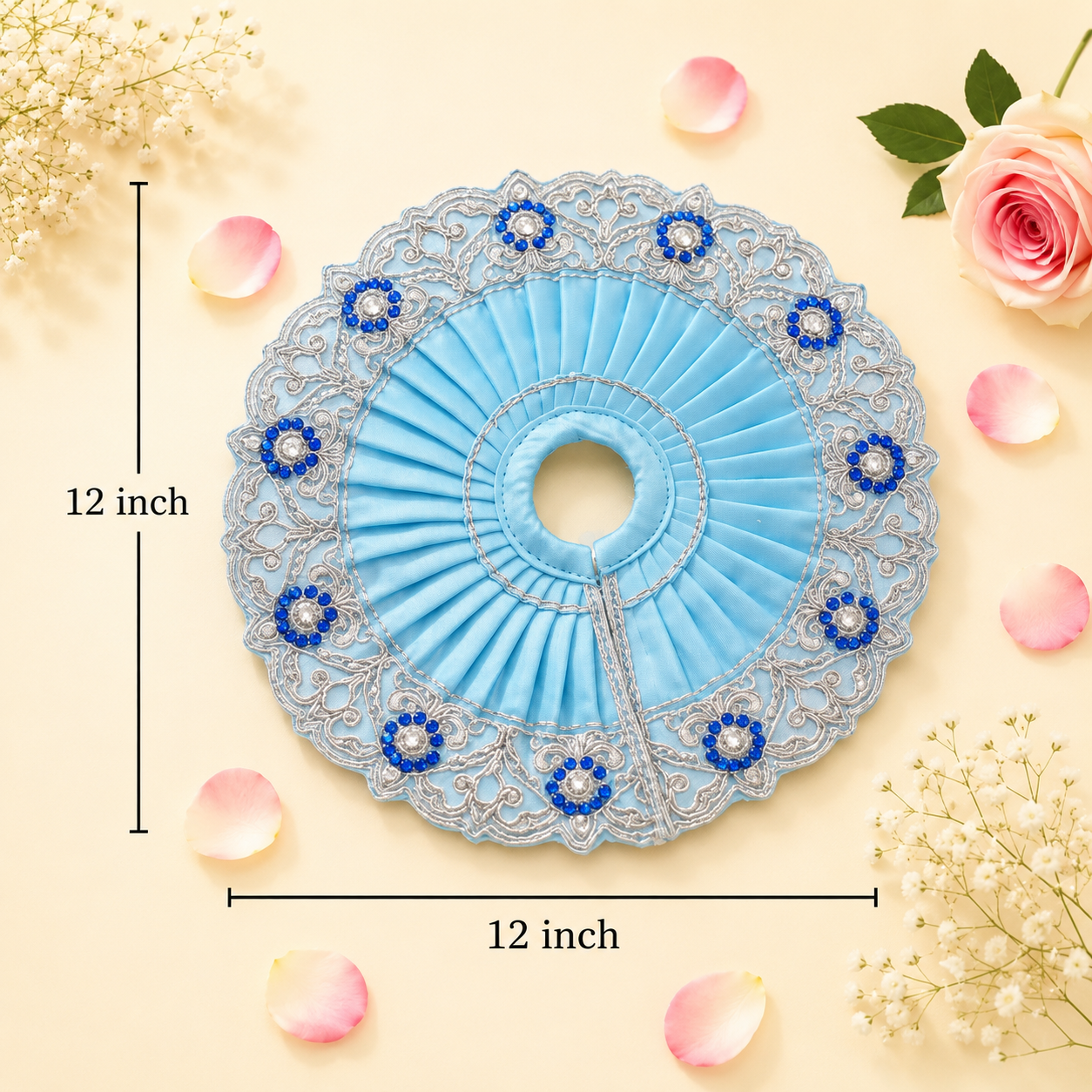 Baby Blue Crystal Embroidered Ladoo Gopal Poshak Set