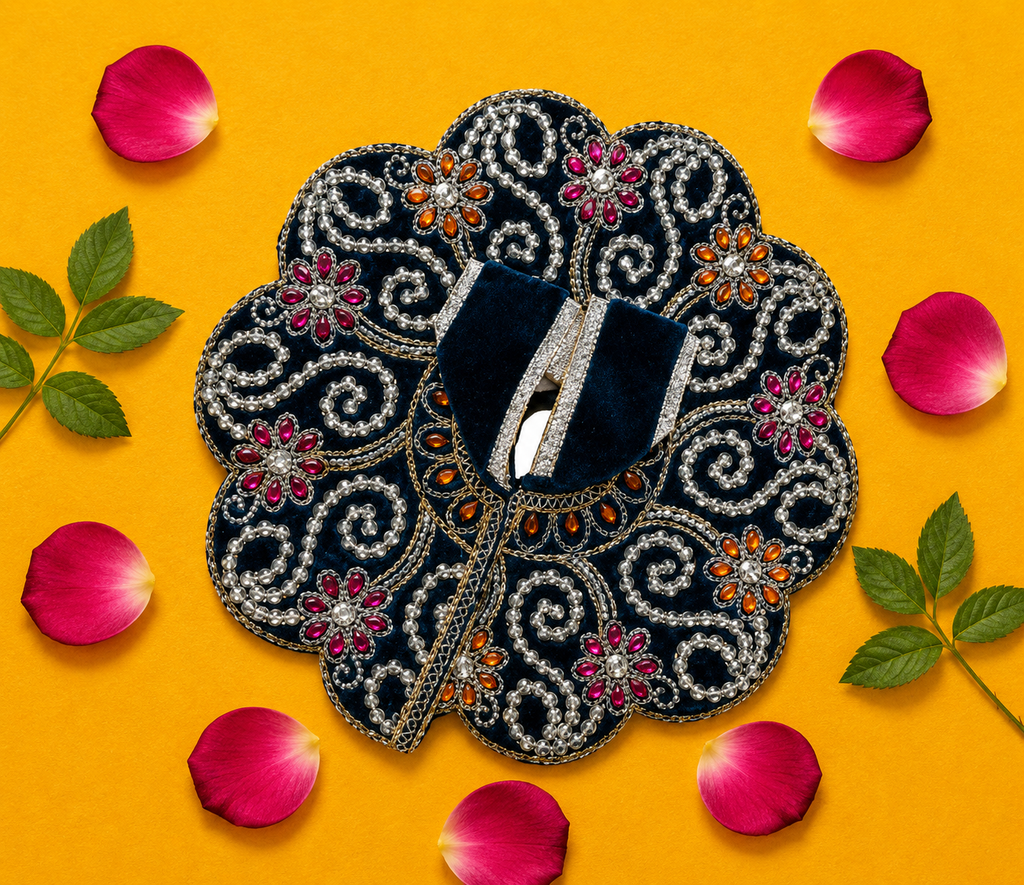 Velvet Silver Swirl Laddu Gopal Poshak - Deep Teal (Size 5)
