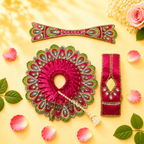 Heavy Motif Magenta Silk Poshak Set for Laddu Gopal (with Choli & Patka)