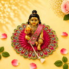 Heavy Motif Magenta Silk Poshak Set for Laddu Gopal (with Choli & Patka)