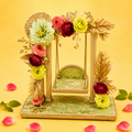 Premium Floral Decorated Laddu Gopal Jhula with Green Brocade Base