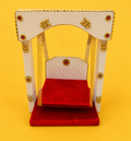 Metal Jhula with Velvet Seat for Laddu Gopal - White & Red (Size 5)