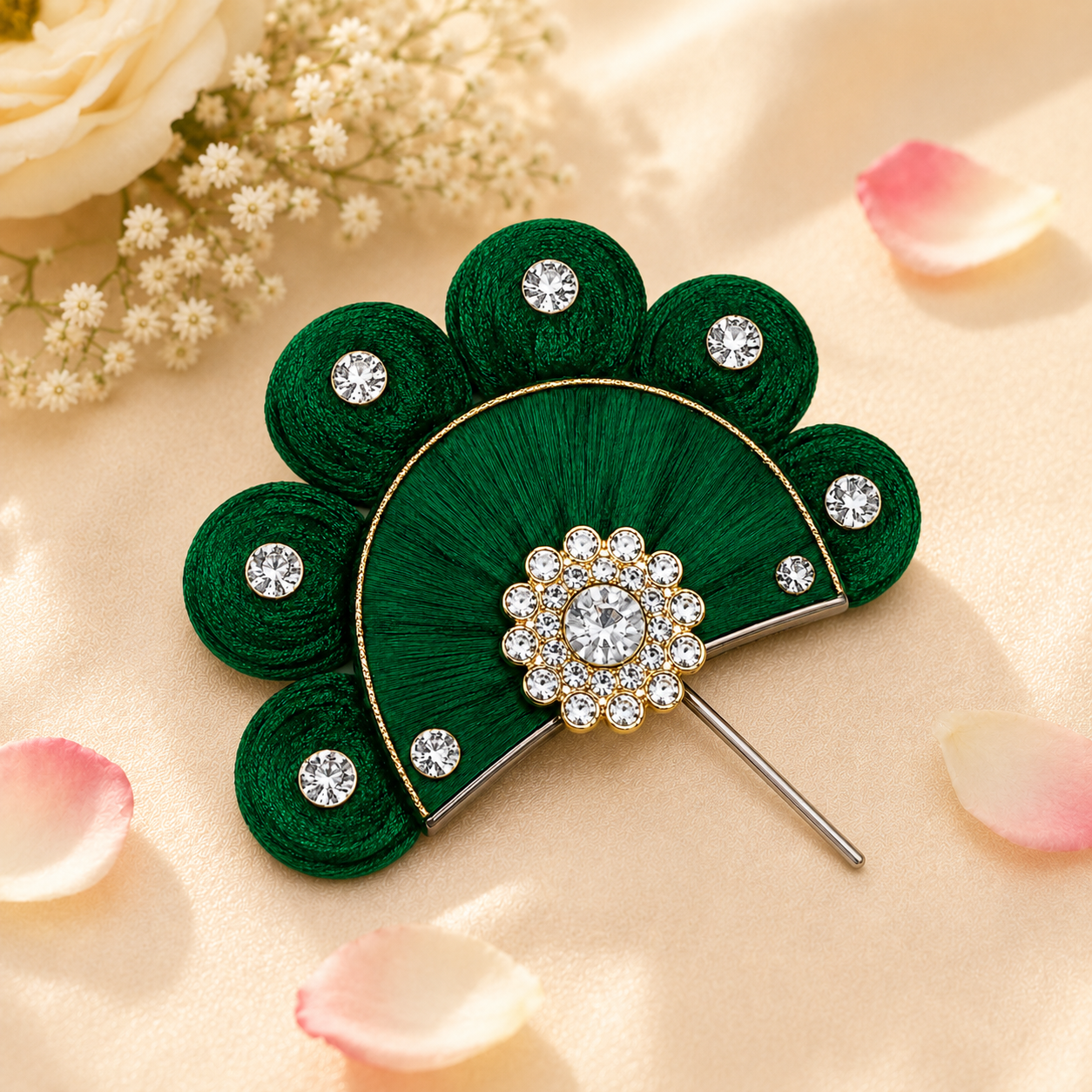 Green Sinamay Kanha Ji Kalgi or Pagdi Pin