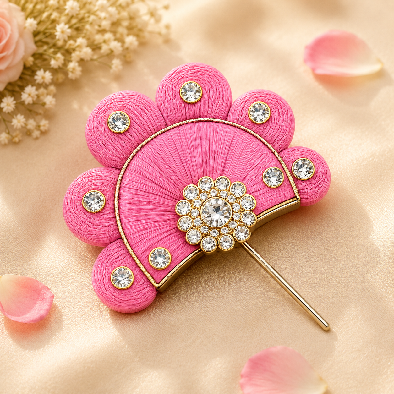 Pink Sinamay Kanha Ji Kalgi or Pagdi Pin