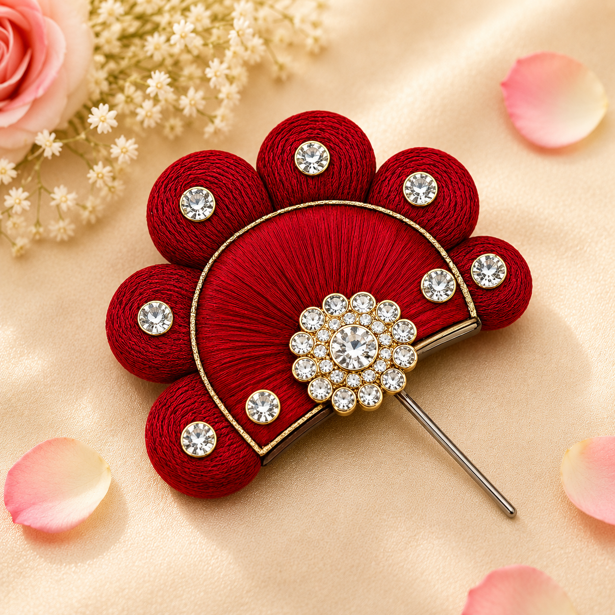 Red Sinamay Kanha Ji Kalgi or Pagdi Pin
