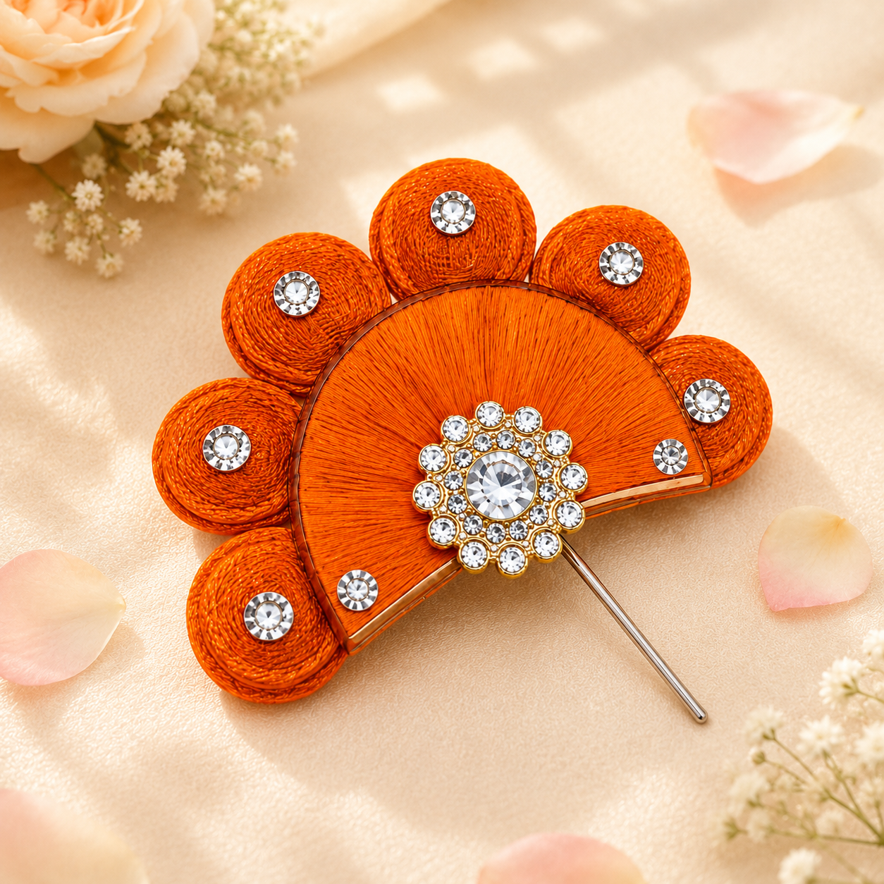 Vibrant orange Kanha Ji Kalgi or Pagdi Pin
