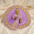 Lavender & Gold Floral Embroidered Ladoo Gopal Poshak Set