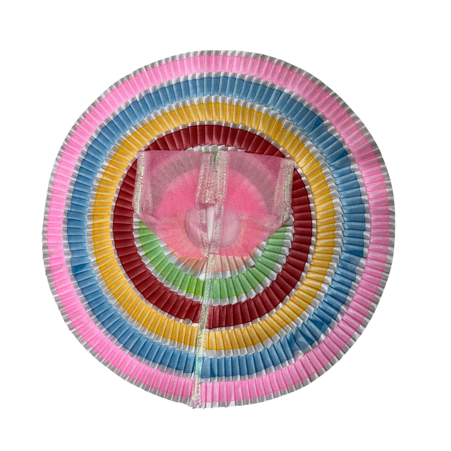 Multicolor Rainbow Pleated Ring Ladoo Gopal Poshak