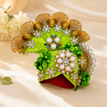 Green Pearl & Crystal Embellished - Laddu Gopal Mukut