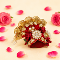 Red Pearl & Crystal Embellished - Laddu Gopal Mukut