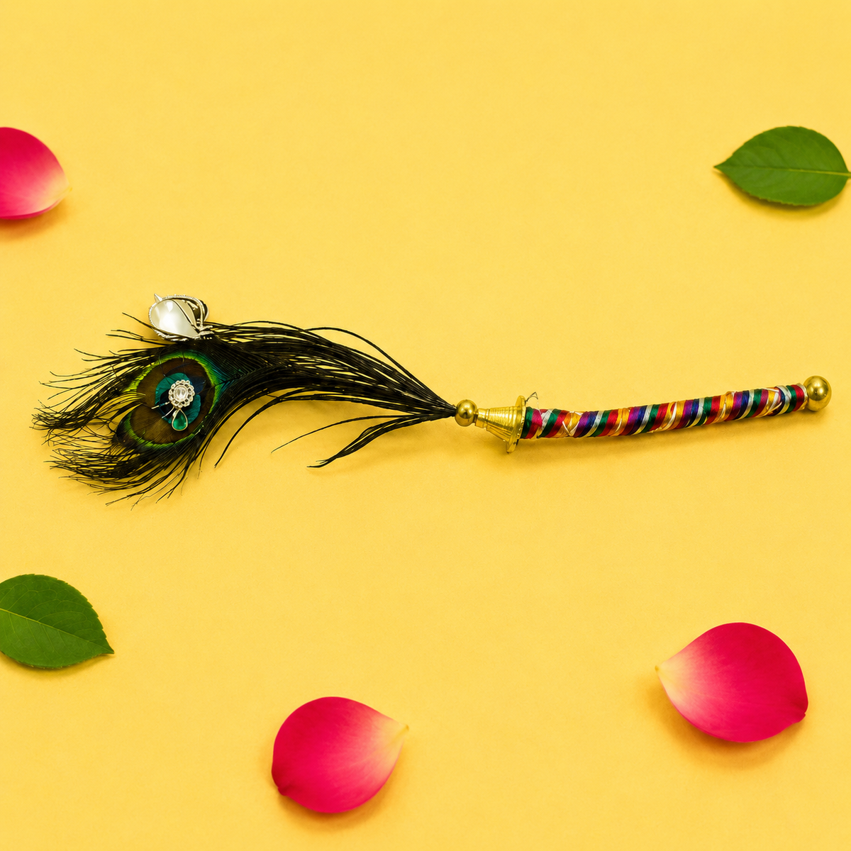Handcrafted Mor Pankh Hand Fan for Laddu Gopal & Mandir