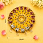 Yellow & Red Embroidered Cow Motif Ladoo Gopal Poshak Set