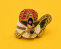 Zari Work Mor Pankh Pagdi for Laddu Gopal - Magenta Pink & Gold (Size 2)