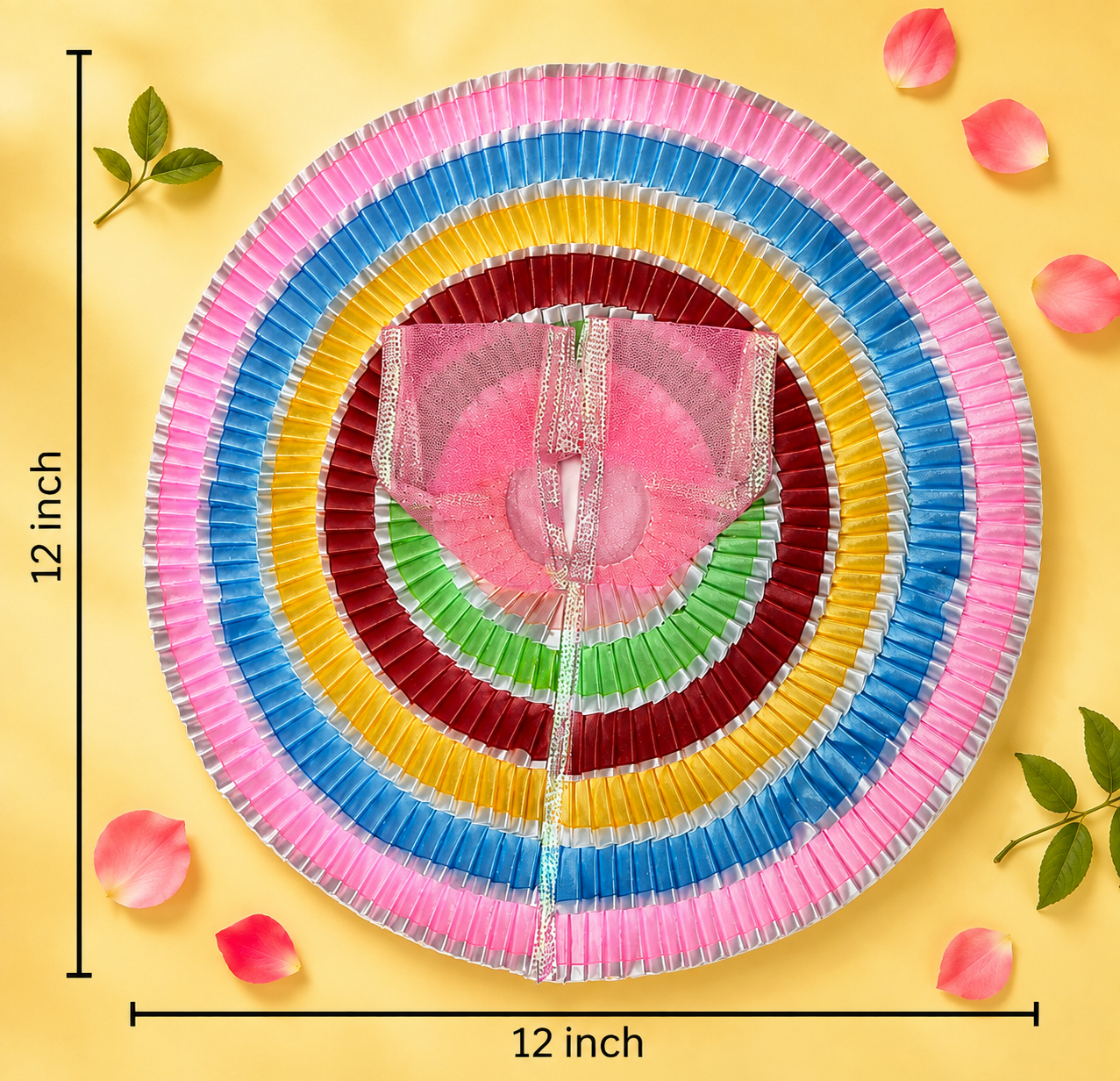 Multicolor Rainbow Pleated Ring Ladoo Gopal Poshak