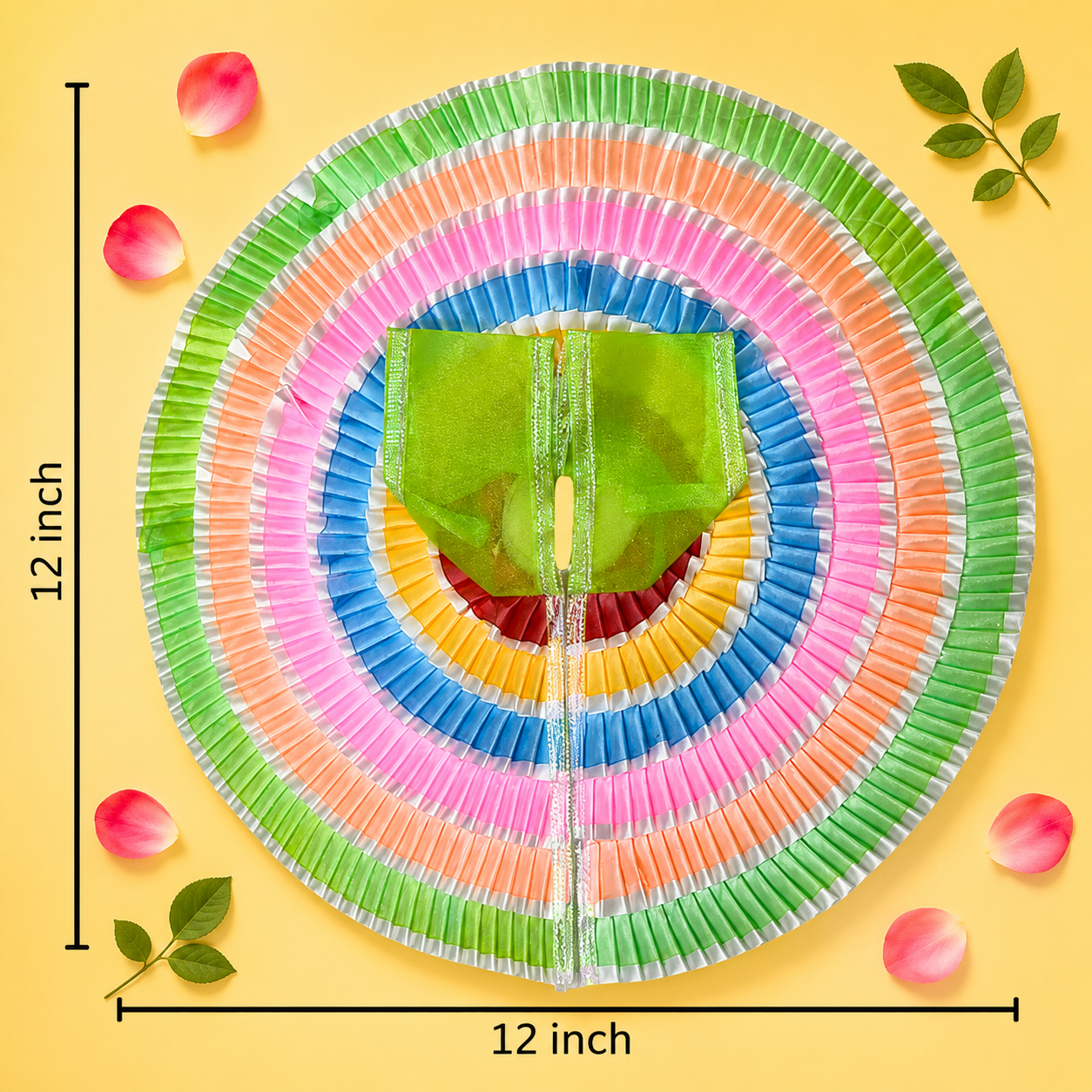 Multicolor Pleated Ring Ladoo Gopal Poshak – Green Center