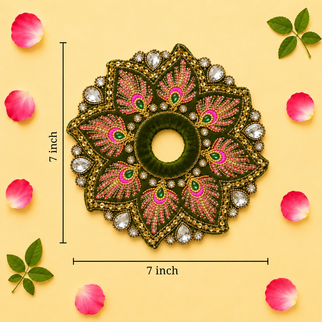 Heavy Olive Green Stone Work Skill Blend Laddu Gopal Poshak with Patka & Choli