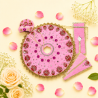 Pink & Maroon Floral Mirror Work Ladoo Gopal Poshak Set