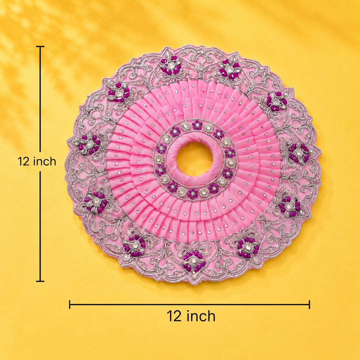 Pink Crystal Embroidered Ladoo Gopal Poshak Set – Flat Lay