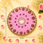 Pink & Maroon Floral Mirror Work Ladoo Gopal Poshak Set