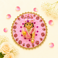 Pink & Maroon Floral Mirror Work Ladoo Gopal Poshak Set