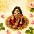 Heavy Motif Red Silk Poshak Set for Laddu Gopal (with Choli & Patka)