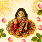 Heavy Motif Red Silk Poshak Set for Laddu Gopal (with Choli & Patka)
