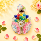 White Designer Laddu Gopal Poshak with Matching Pagdi (Floral Work)