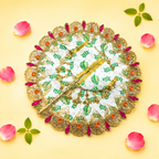 White & Green "Radhe Radhe" Printed Laddu Gopal Poshak with Heavy Gold & Stone Border