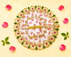 White & Red "Radhe Radhe" Printed Laddu Gopal Poshak with Heavy Gold & Stone Border