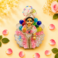 White Designer Laddu Gopal Poshak with Matching Pagdi (Floral Work)