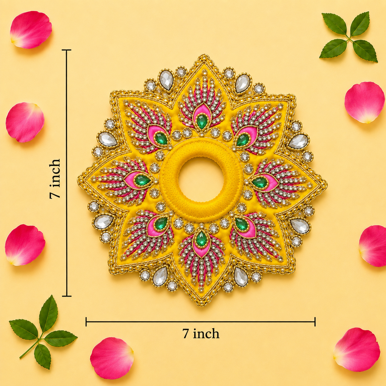 Heavy Yellow Stone Work Skill Blend Laddu Gopal Poshak with Patka & Choli