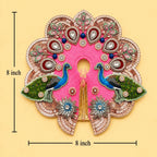 Bal Krishna Peacock Embroidered Laddu Gopal Poshak Set - Pink (Size 4) - JalanJi