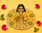 Silk Pearl & Emerald Floral Laddu Gopal Poshak Set with Choli - Yellow (Size 4)