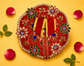 Silk Kundan & Pearl Floral Laddu Gopal Poshak Set with Choli - Red (Size 4)