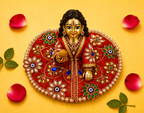 Silk Kundan & Pearl Floral Laddu Gopal Poshak Set with Choli - Red (Size 4)