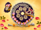 Velvet 3D Floral Laddu Gopal Poshak with Mukut - Purple (Size 5)