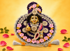 Velvet 3D Floral Laddu Gopal Poshak with Mukut - Purple (Size 5)