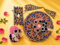 Elephant Motif Silk Laddu Gopal Poshak with Mukut & Patka - Royal Blue (Size 5)