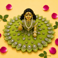 Pleated Petal Kundan Laddu Gopal Poshak - Pista Green (Size 6)