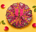 Sequin Heart Motif Laddu Gopal Poshak - Hot Pink & Yellow (Size 5)