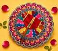 Embroidered Peacock Border Laddu Gopal Poshak - Multicolor (Size 6)
