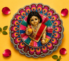 Embroidered Peacock Border Laddu Gopal Poshak - Multicolor (Size 6)