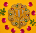 Velvet Silver Swirl Laddu Gopal Poshak - Yellow (Size 5)