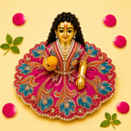 Zari Floral Laddu Gopal Poshak Set with Choli - Magenta & Blue (Size 4)