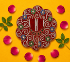 Velvet Silver Swirl Laddu Gopal Poshak - Red (Size 5)