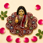 Velvet Silver Swirl Laddu Gopal Poshak - Red (Size 5)