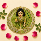 Pleated Pearl & Kundan Laddu Gopal Poshak - Pista Green (Size 6)